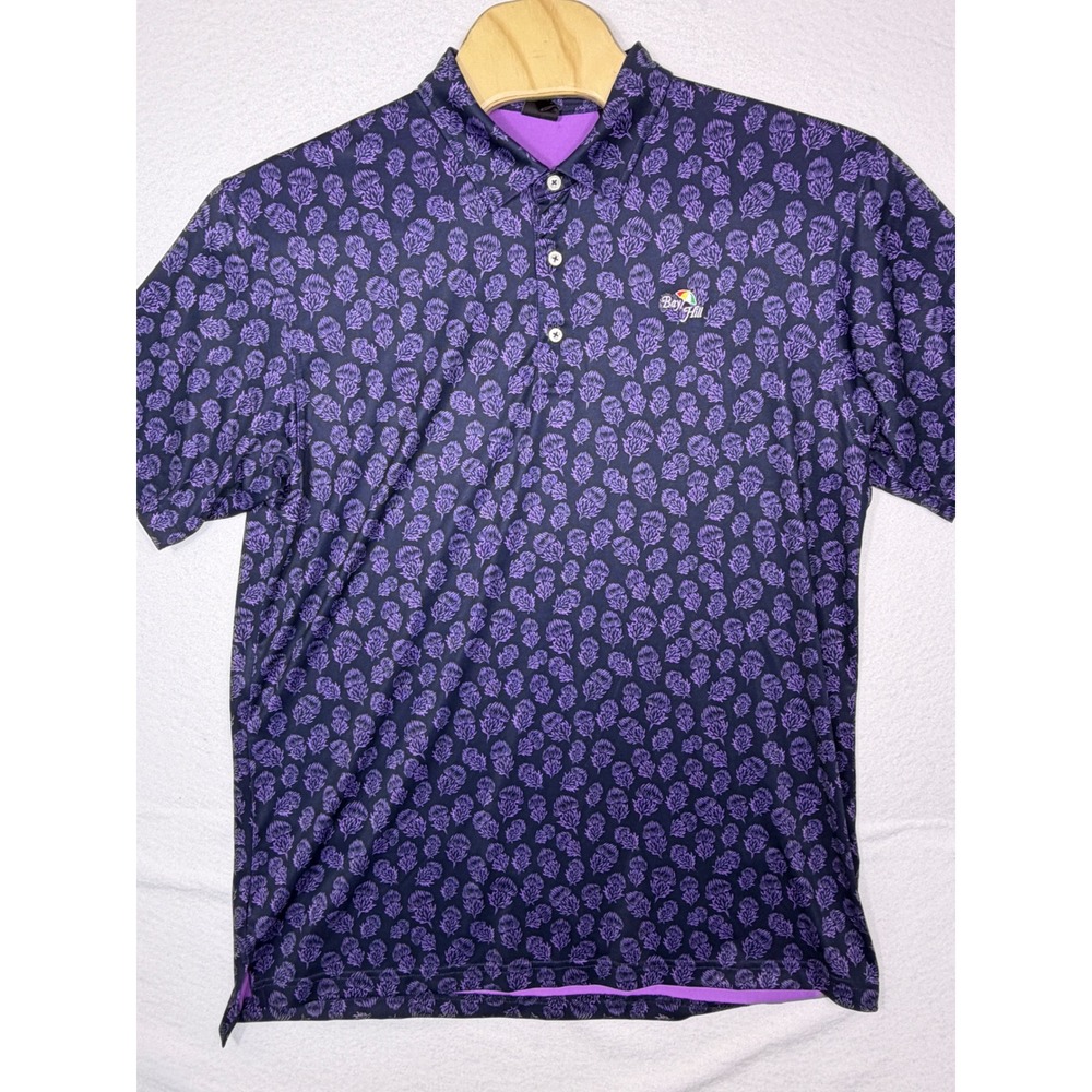 Dunning Golf Polo Shirt Mens XXL Purple Print Bay Hill Golf Club Arnold Palmer